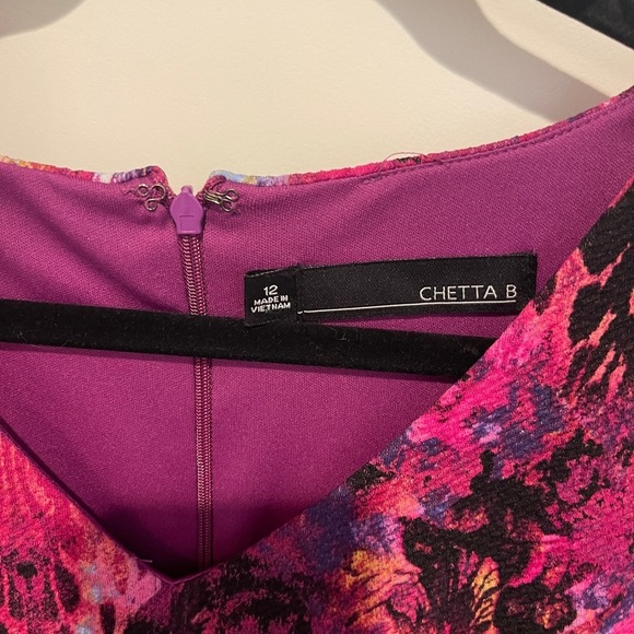 Chetta B Pink and Purple Floral Midi Dress - Picture 2 of 4